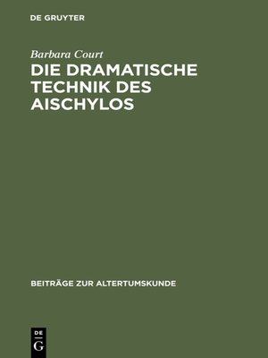 cover image of Die dramatische Technik des Aischylos